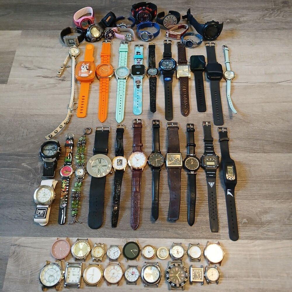 Huge Watch Lot of 50+ Mixed Brands Vintage & Modern Parts/Repair Untested-Box Z8